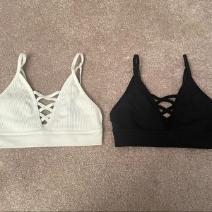 PINK Victoria Secret- Set of 2- Black & White Unlined Sport Bra- SIZES XS